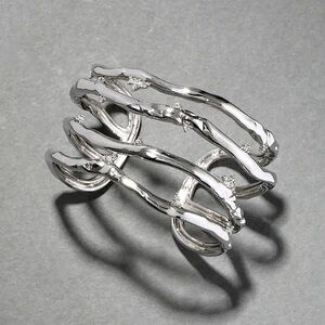 Alexis Bittar Brut Silver Crystal Thorn Orbit Cuff Bracelet